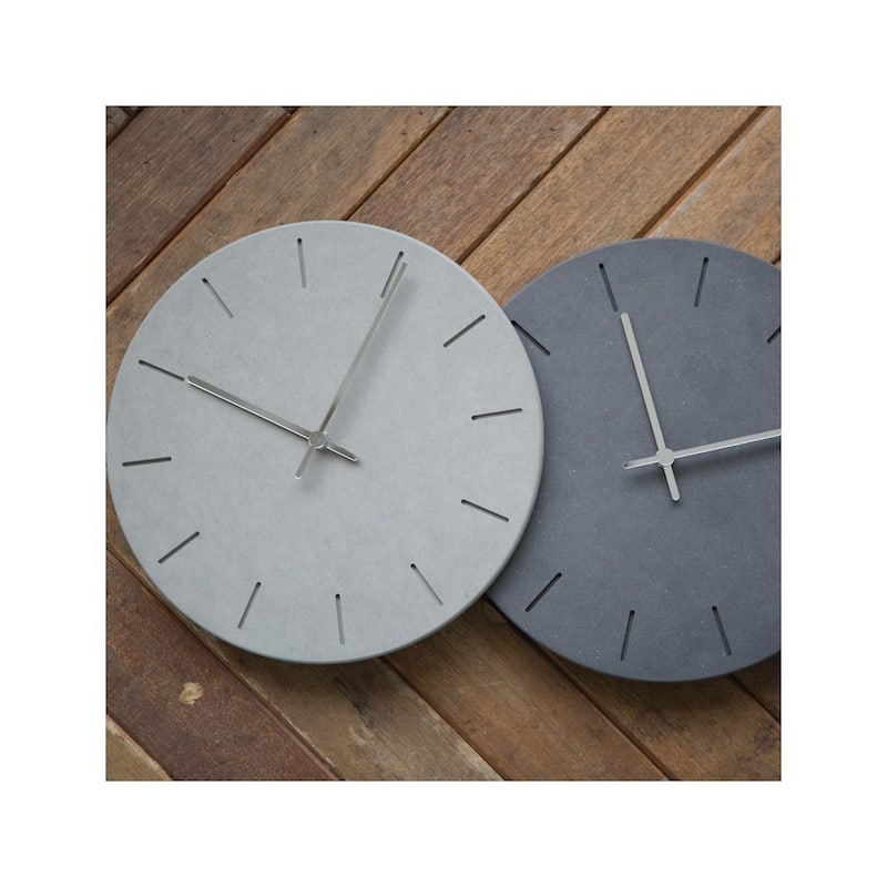 Curata Black Acrylic with Concrete Finish Battery Operated Quartz Wall Clock with Silent Movement