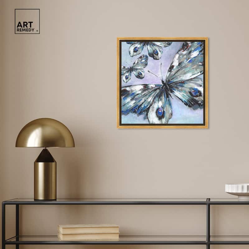 Art Remedy Butterfly Trio Framed Butterfly 1 Piece Canvas Wall Art