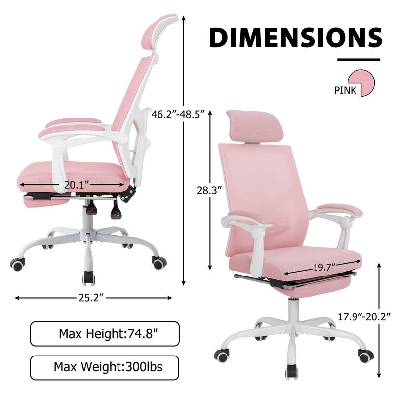 Ergonomic Mesh Office Chair with Adjustable Lumbar Support & Footrest