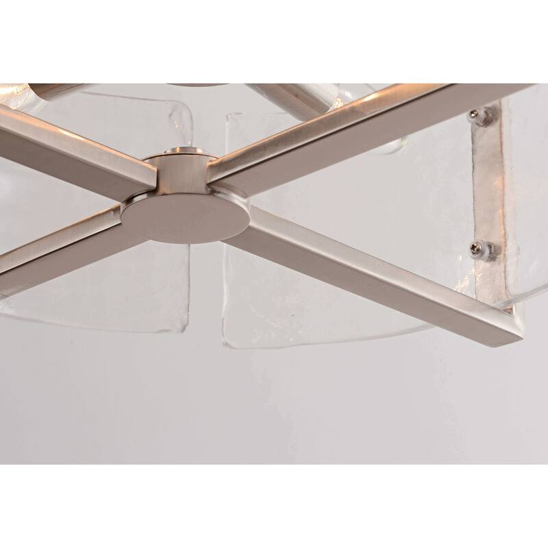 Laia 4-Light Metal Frame Textured Glass Panels Flush Mount