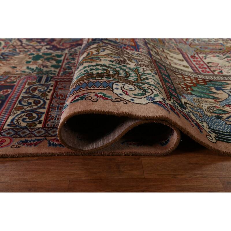 Animal Pictorial Kashmar Persian Area Rug Hand-knotted Wool Carpet - 9'7" x 12'6"