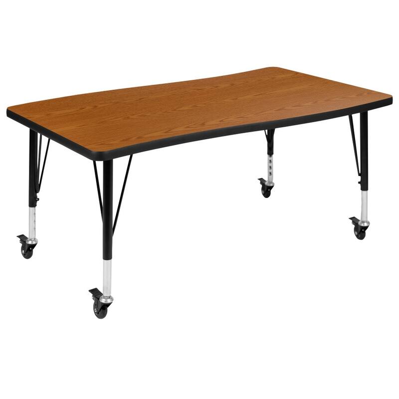 Mobile 76" Oval Wave Flexible Activity Table Set with 14" Student Stack Chairs