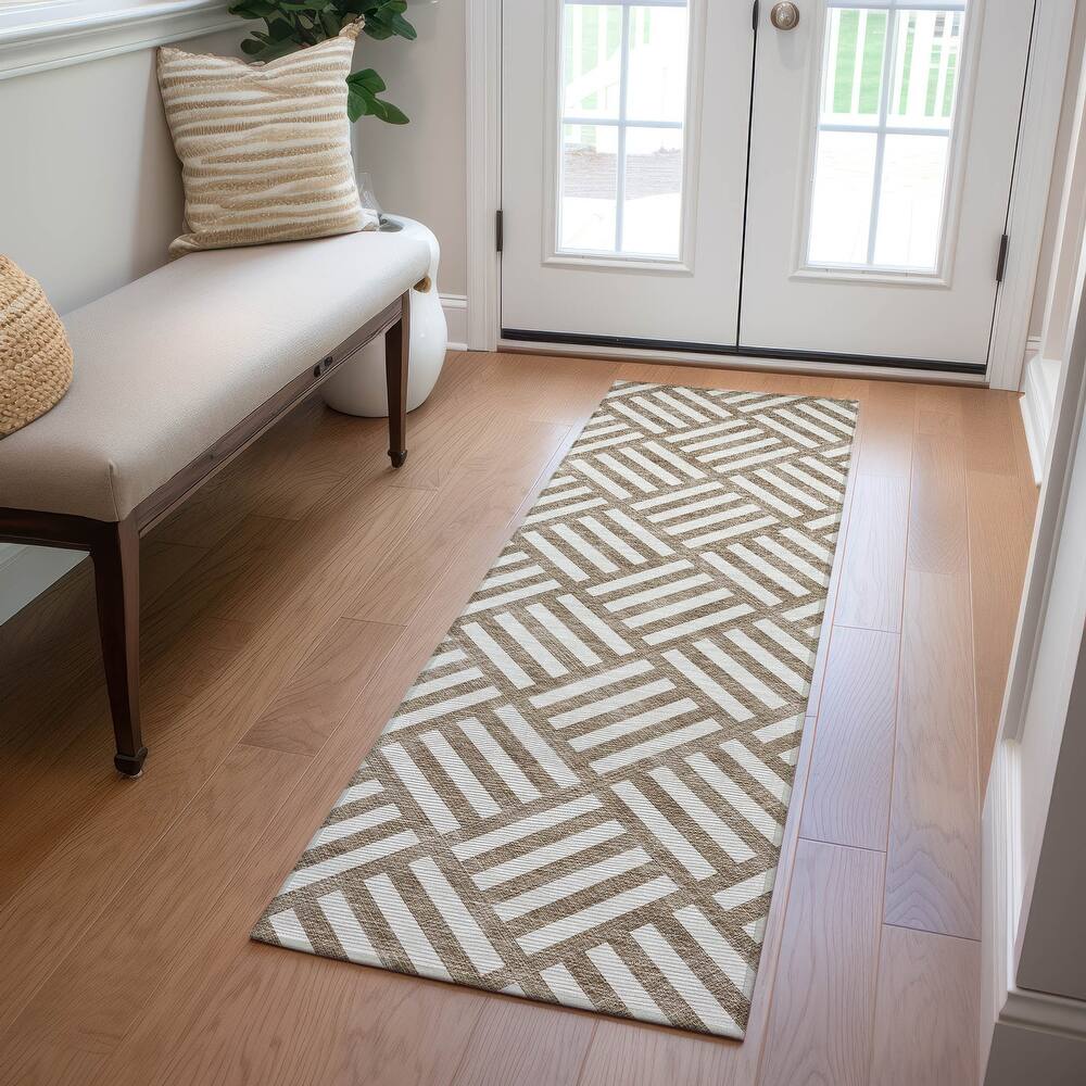 Machine Washable Indoor/ Outdoor Chantille Modern Geo Rug
