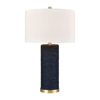 Elk Home Sherman Navy With White Linen Drum Shade Table Lamp