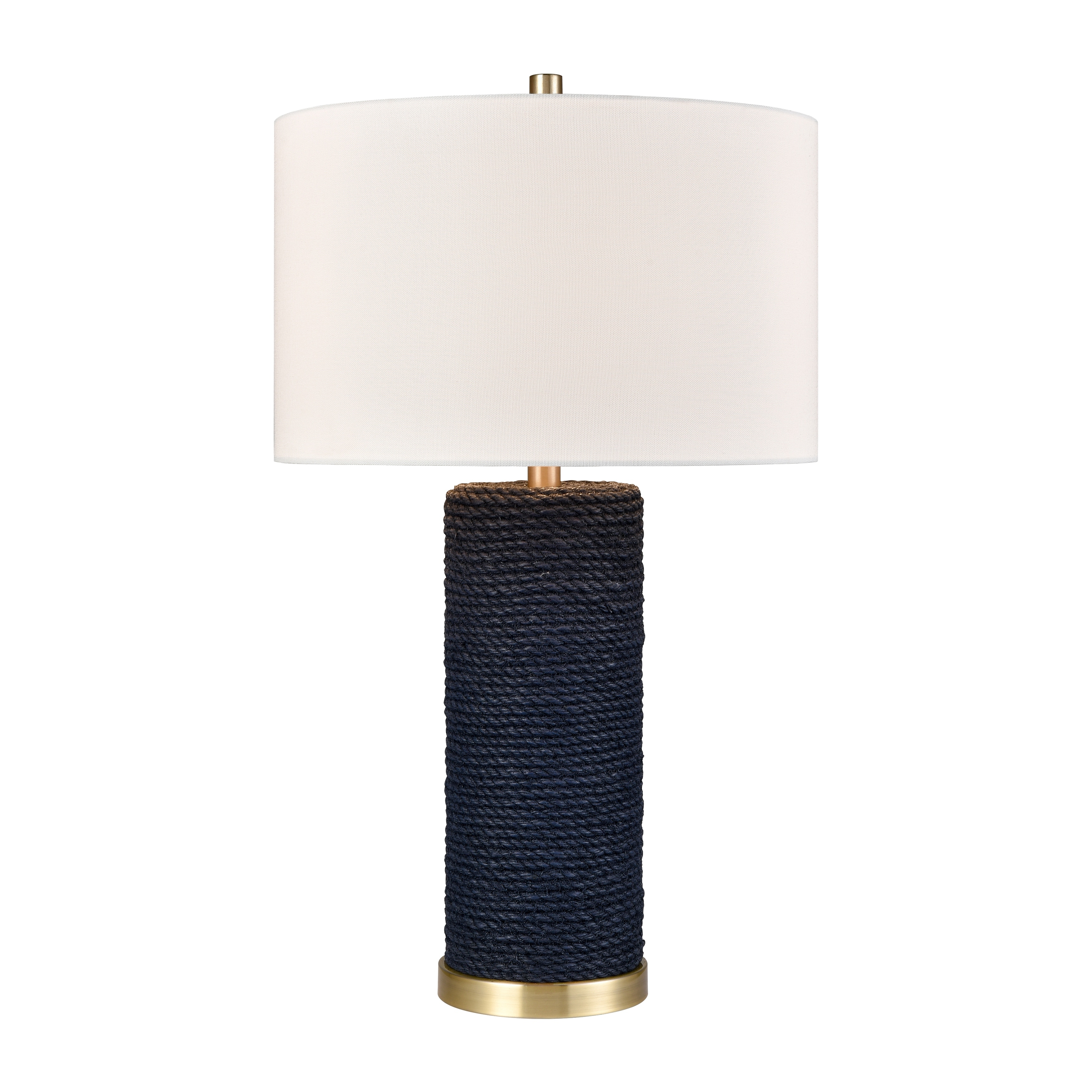 Elk Home Sherman Navy With White Linen Drum Shade Table Lamp
