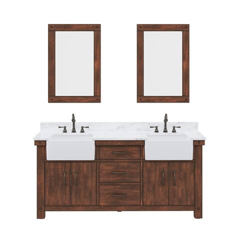 Paisley Carrara White Marble Countertop Vanity with Mirror and Faucet
