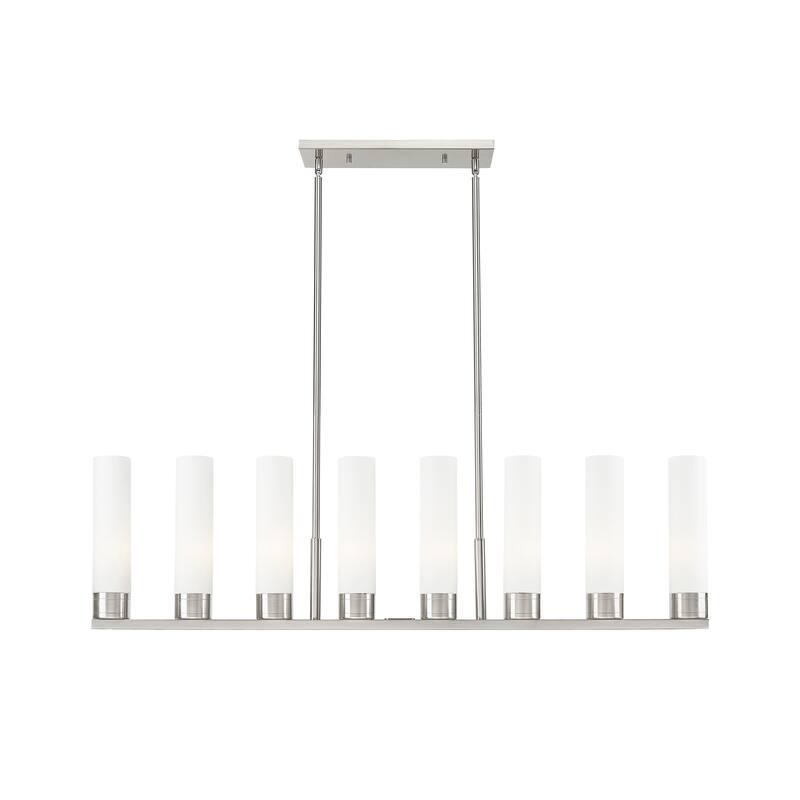 Innovations Lighting Downtown Urban - Boreas - 6 Light 48" Stem Hung Island Light with 11" Shades - Satin Nickel/White