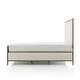 preview thumbnail 15 of 16, 247 Shop At Home Lalia Modern Beige Upholstered Hammered Metal Panel Bed