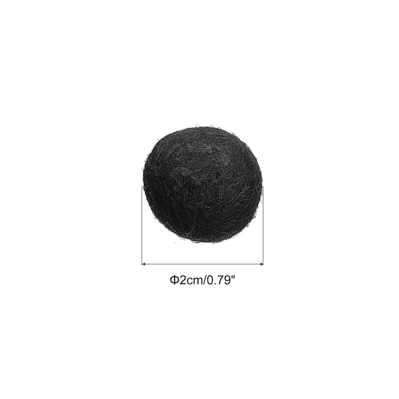 Wool Felt Balls Beads Woolen Fabric 2cm 20mm for Home Crafts 10Pcs - Black