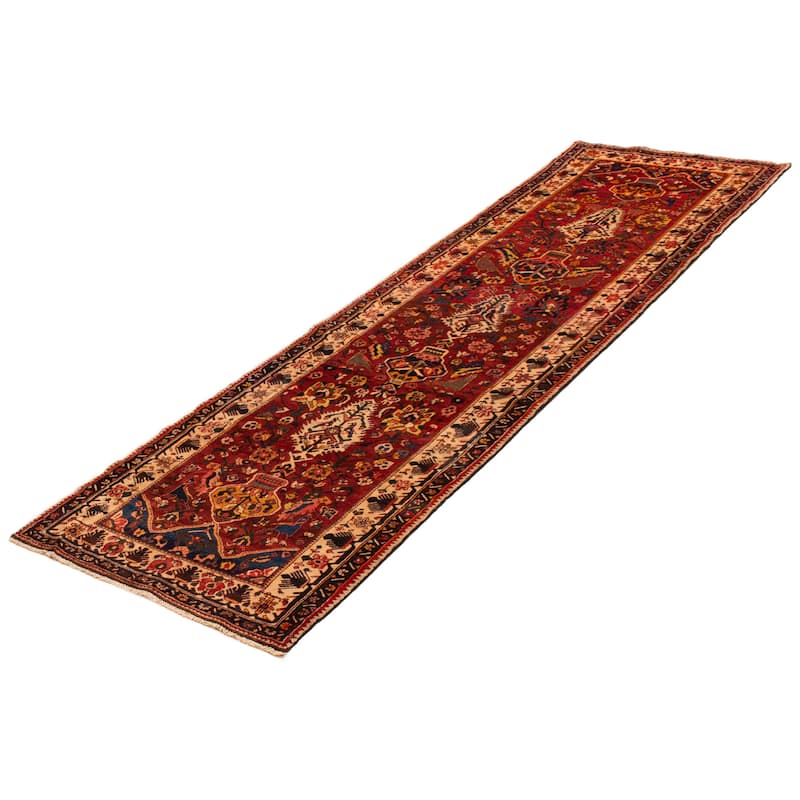 ECARPETGALLERY Hand-knotted Kayseri Dark Red Wool Rug - 3'9 x 13'1