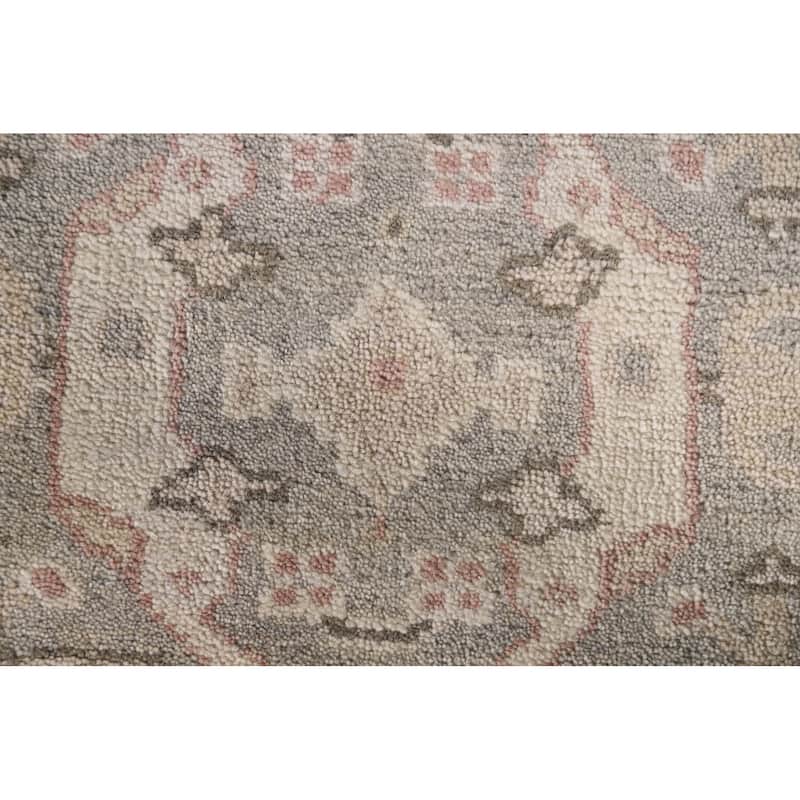 Gray Oushak Indian Runner Rug Hand-Knotted Wool Carpet - 2'7"x 10'0"