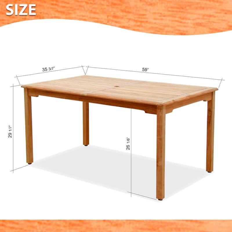 Amazonia Outdoor Paules Rectangular Patio Teak Dining Table