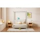preview thumbnail 11 of 10, Canvas-upholstered Canopy Bed - Platform Wingback Bed Frame with USB, Type-C Ports Headboard, 4 Canopy Columns, 2 Sides Pocket