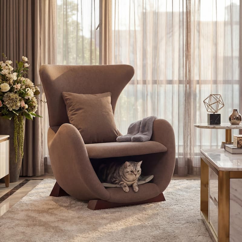 Christopher Knight Home - Modern Upholstered Accent Chair with Pet Nook Storage - Brown