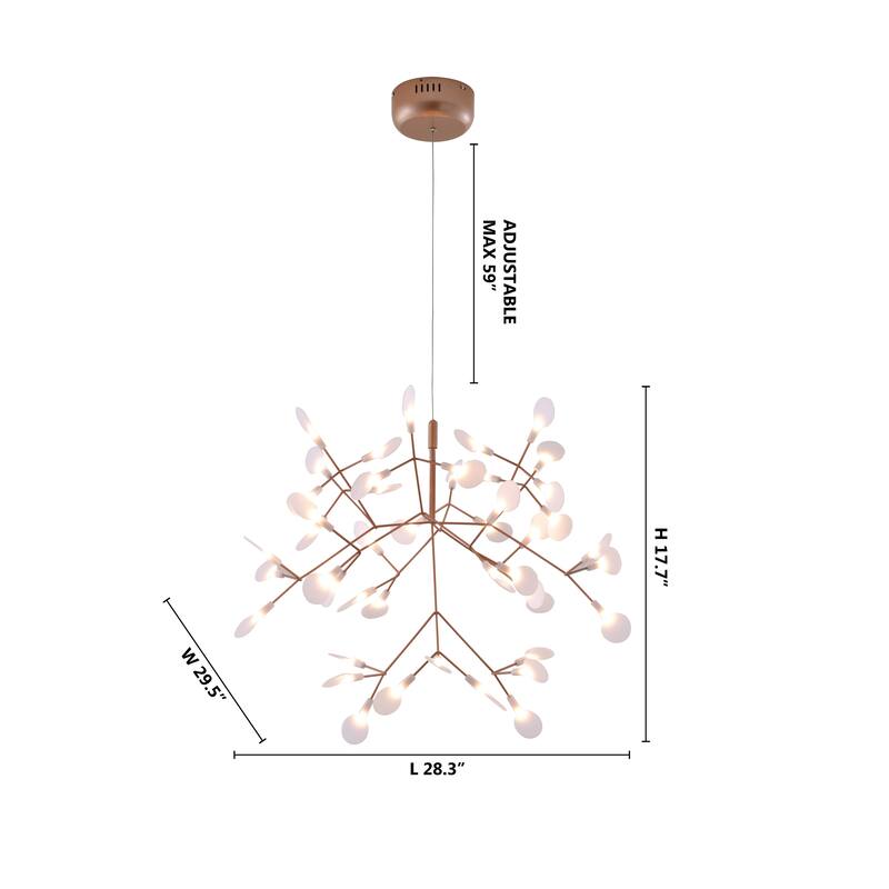 45 Light Copper LED Chandelier With White Acrylic Shades