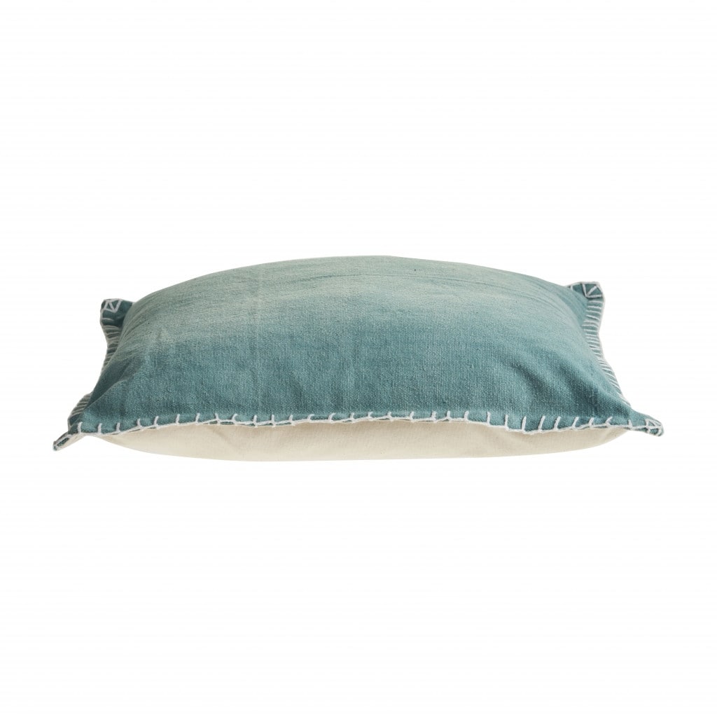 HomeRoots 24" X 24" Teal 100% Cotton Zippered Pillow