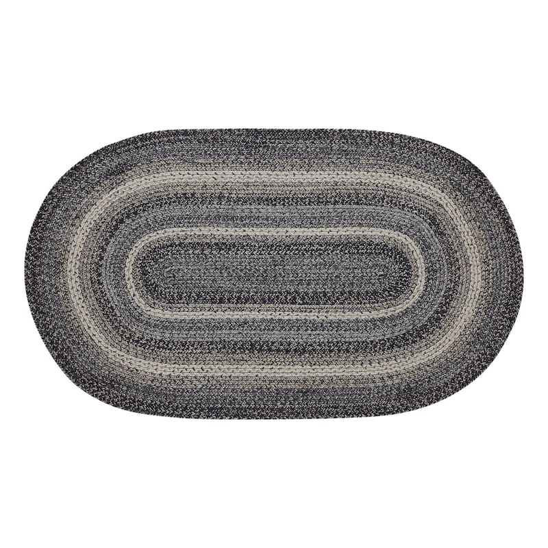 Sawyer Mill Black White Jute Rug Oval w/ Pad 36x60