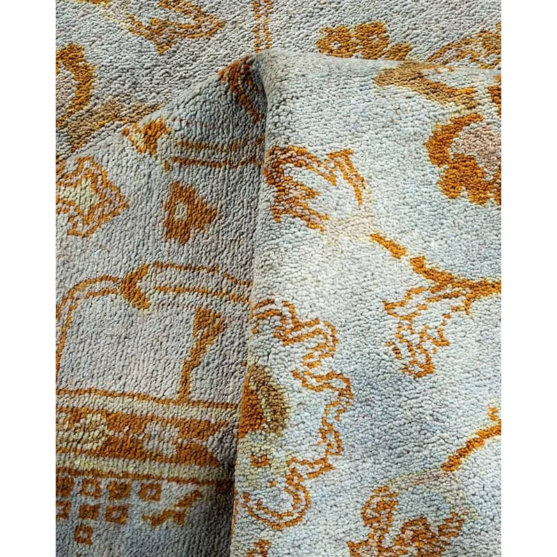 Overton Hand Knotted Wool Vintage Inspired Modern Contemporary Overdyed Blue Area Rug - 4' 7" x 6' 10"