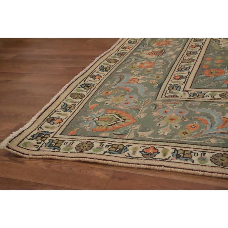 Hand Knotted Oriental 100% Wool Carpet Traditional Floral Oranges & Rust Tabriz Area Rug - 12' 7'' X 9' 6''