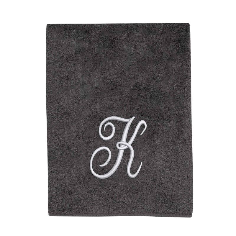 Avanti Linens Granite/Silver Script Monogram Bath Towel Letter K - Bath Towel