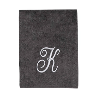 Avanti Linens Granite/Silver Script Monogram Bath Towel Letter K - Bath Towel