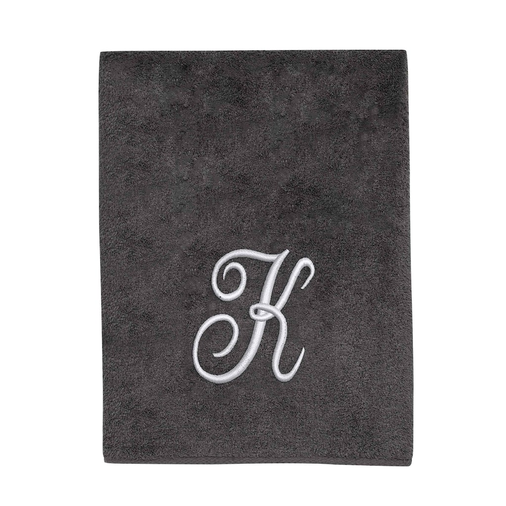 Avanti Granite with Silver Script Monogram Bath Towel Letter K - Bath Towel