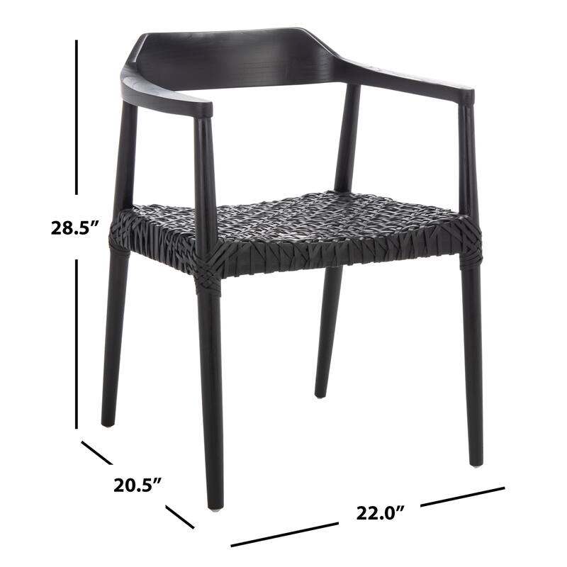 Munro Wanda Woven Leather & Solid Wood Accent Chair (Fully Assembled) - 22" W x 20.5" L x 28.5" H - 22Wx21Dx29H
