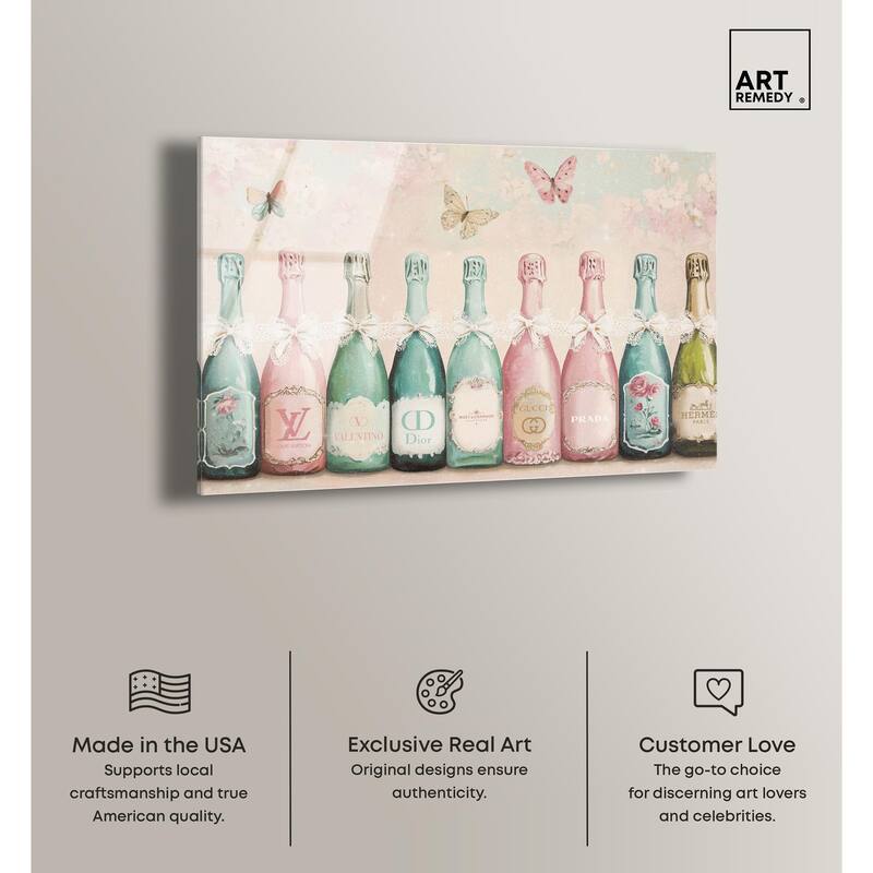 Champagne Mint and Pink Acrylic by Art Remedy, Ready to Hang