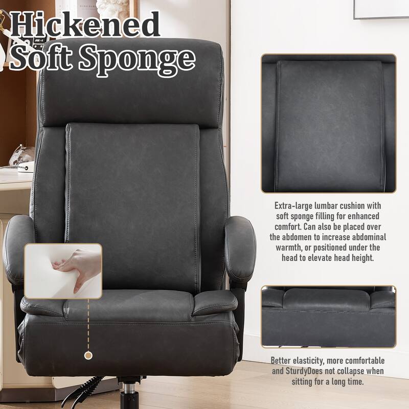 500Lbs Ergonomic Office Chair with Foot Rest, Faux Leather Executive Chair Reclining Chair, Swivel Heavy Duty Task Desk Chairs