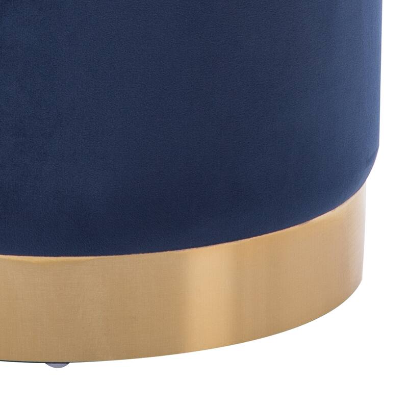 Small Round Velvet Ottoman Upholstered Foot Stool