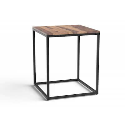 24 Inch Solid Wood and Iron Square End Table for Living Room - 20” x 20” x 24”