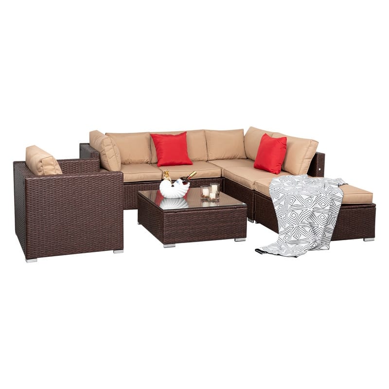 Outdoor Sectional Conversation Sofa Set with Cushions