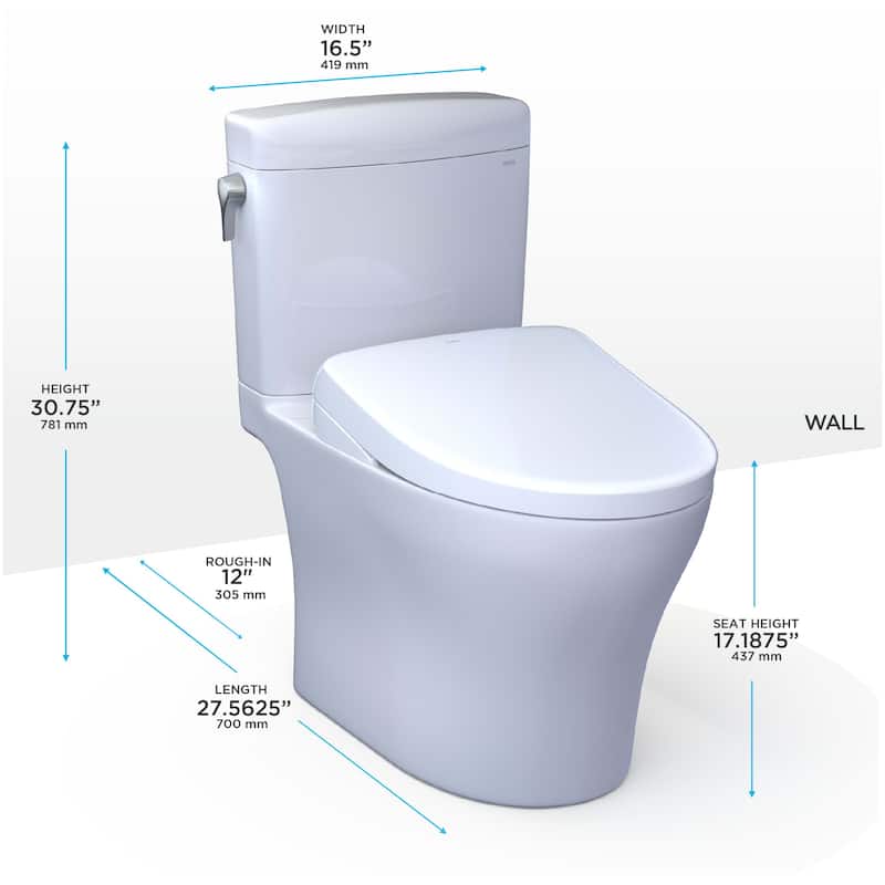 Toto MW4364736CEMFGNA#01 Aquia IV Cube 0.9 / 1.28 GPF Dual Flush Two Piece Elongated Chair Height Toilet