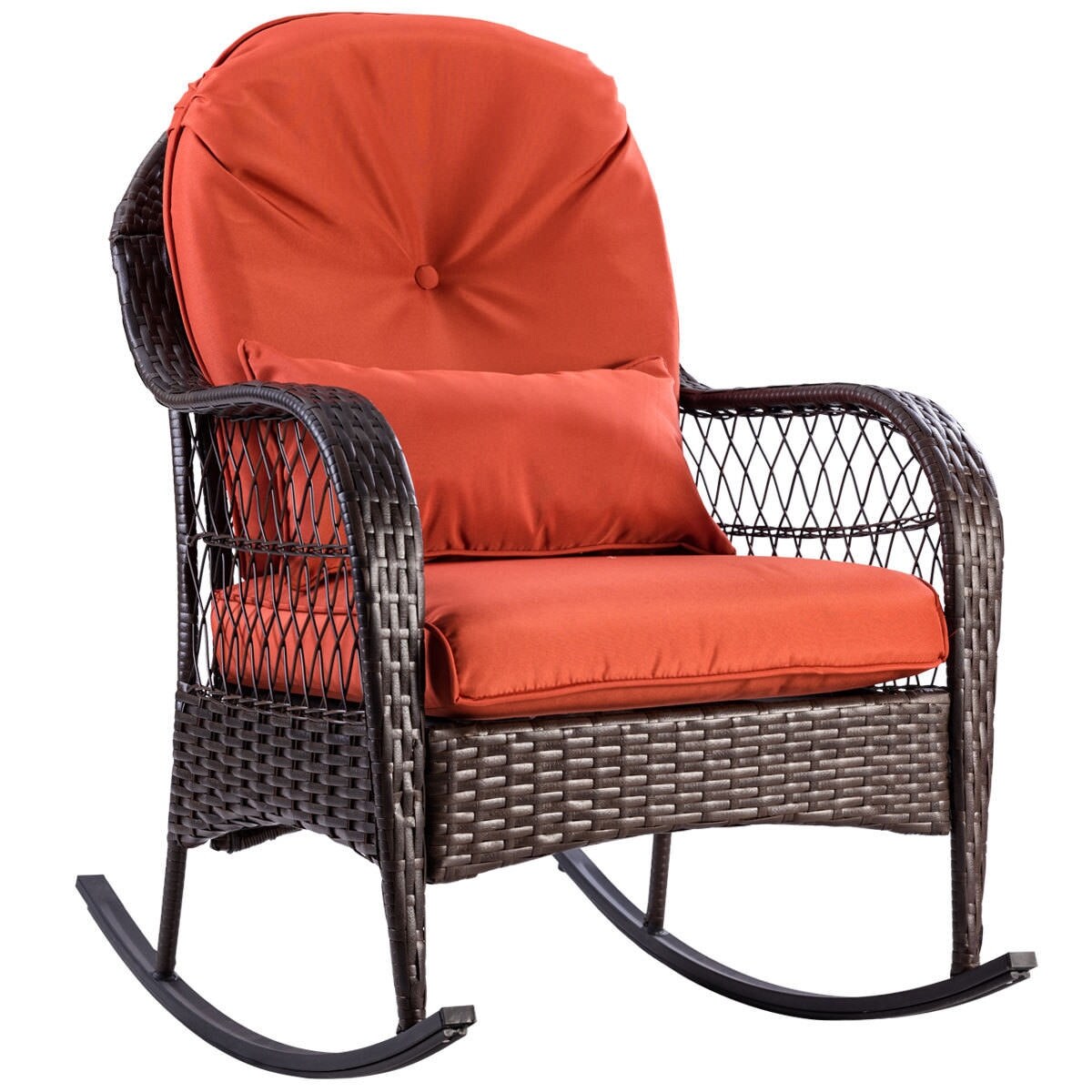 Shop Costway Outdoor Wicker Rocking Chair Porch Deck Rocker Patio