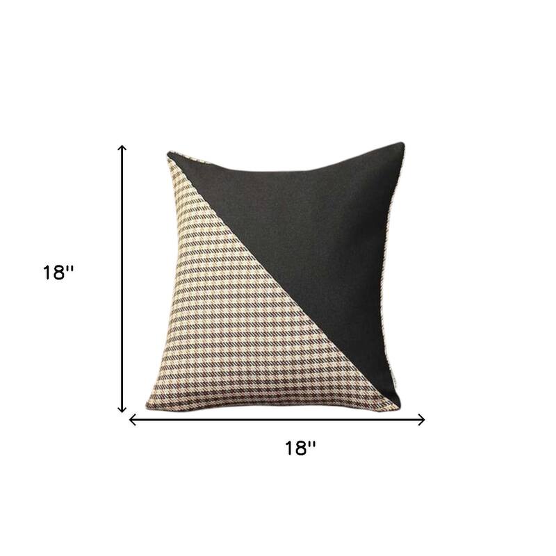 Set Of Two 18" X 18" Black And Brown Polyester Houndstooth Zippered Pillow