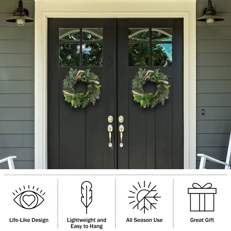 Pure Garden 22-Inch Sweet Anne Eucalyptus Wreath