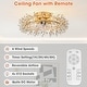 preview thumbnail 7 of 11, 23" Contemporary Gold 4-Light Crystal Low-Profile Flush Mount Ceiling Fan with Remote