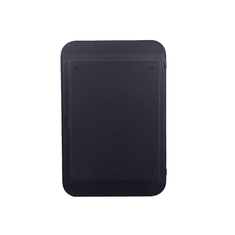 16x24 Inch Recessed Black Metal Framed Medicine Cabinet with Mirror and Adjustable Shelves Black Wall Mirror with Storage