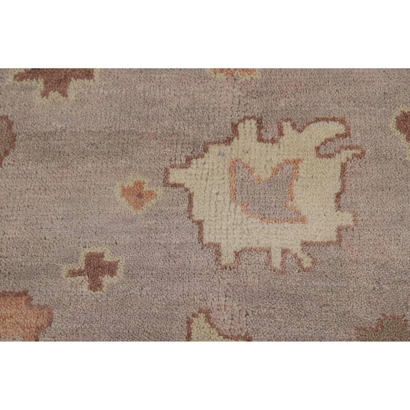 Floral Gray Oushak Indian Area Rug Hand-Knotted Wool Carpet - 9'2" x 12'0"