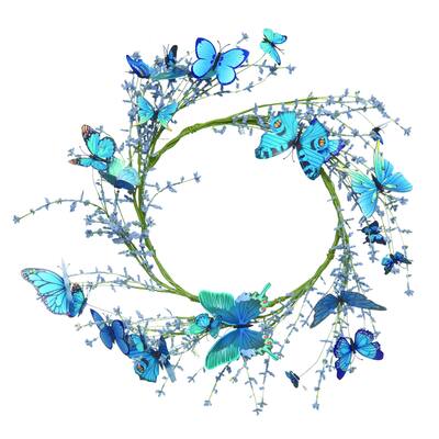 Transpac Artificial 21 in. Blue Spring Butterfly Wreath