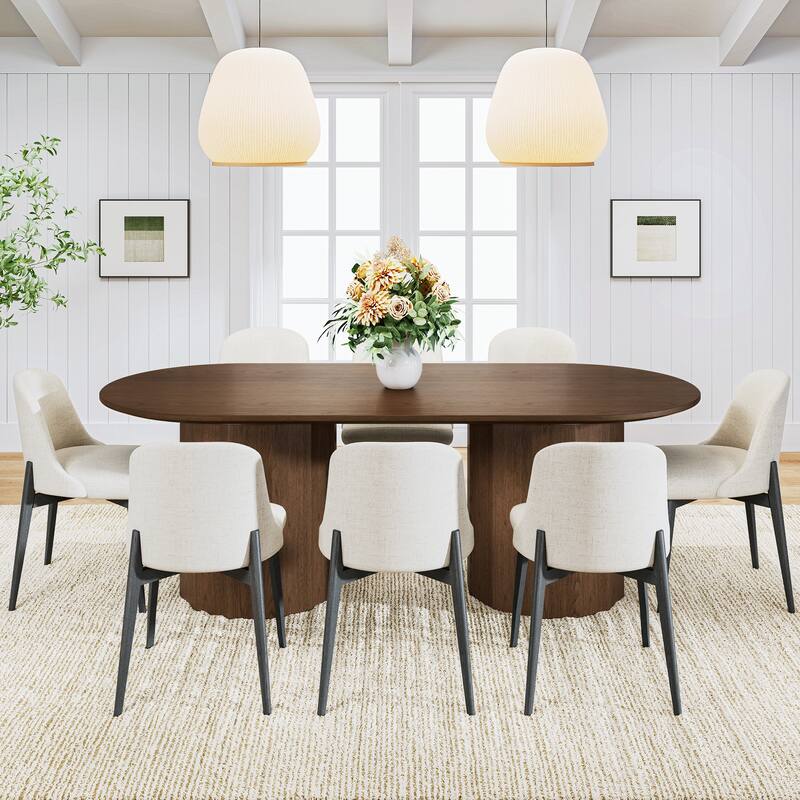 86" Double Pedestal Solid Wood Dining Table