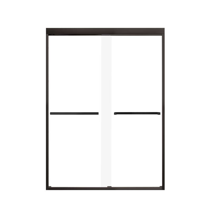 Frederick 47 in. W x 76 in. H Sliding Semi-Frameless Shower Door in Brushed Nickel with Clear Glass - 48 x 76 - 48 x 76