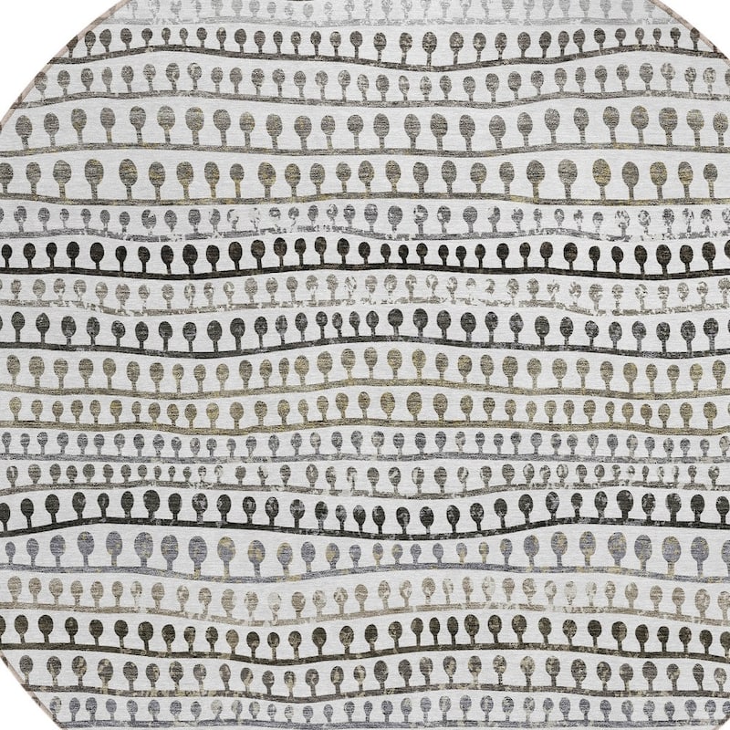 HomeRoots Striped Transitional Rectangle Outdoor Rug