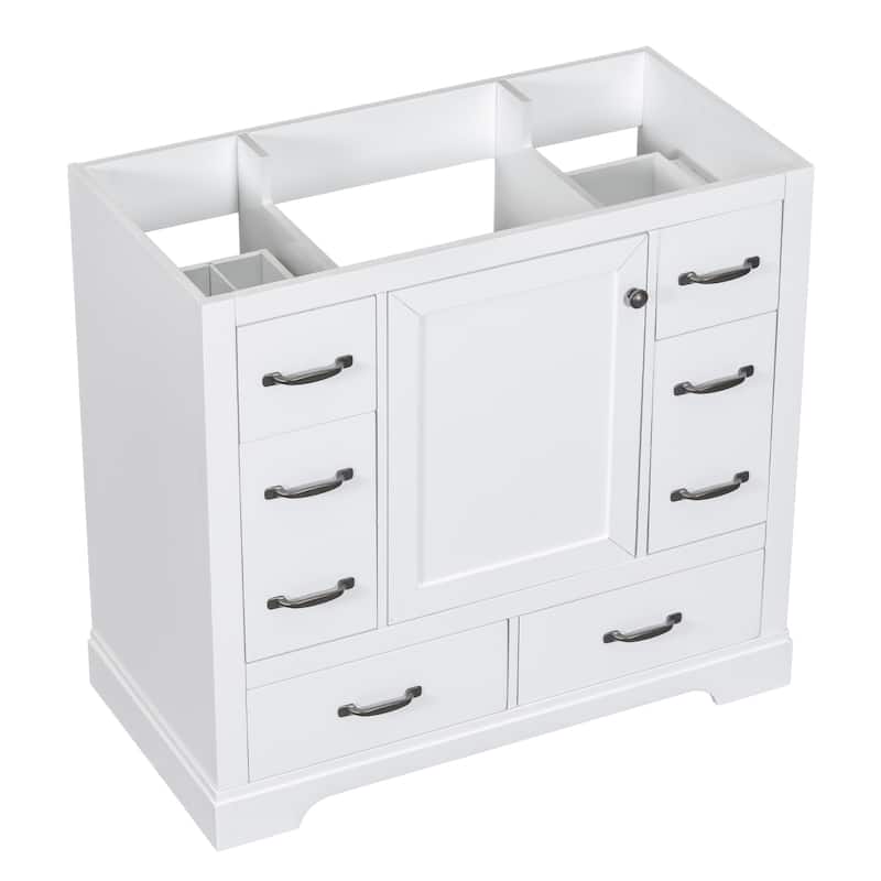 GDFStudio - Avalon 36-Inch Bathroom Vanity Cabinet Base Only, Six Drawers, Multi-Functional Drawer Divider, Painted Finish
