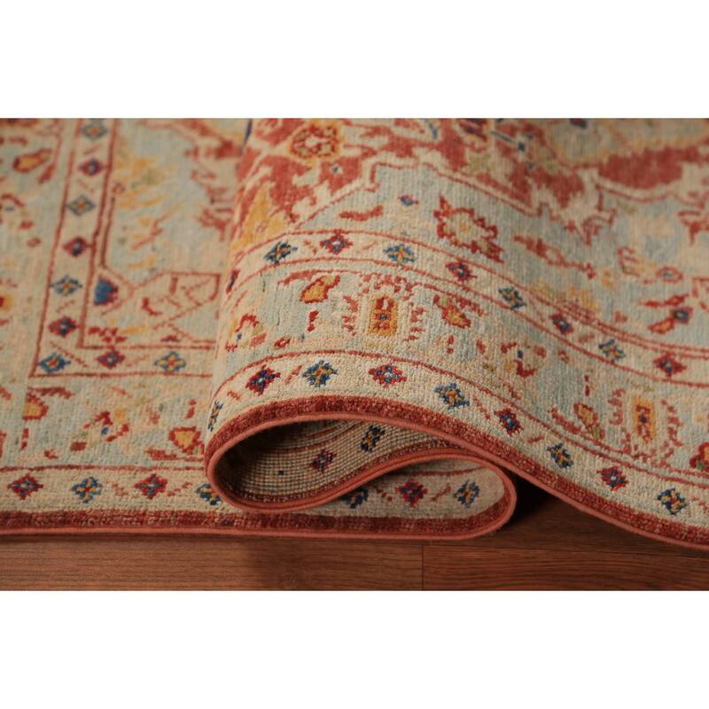 Geometric Heriz Serapi Vegetable Dye Accent Rug Handmade Wool Carpet - 3'0"x 4'10"