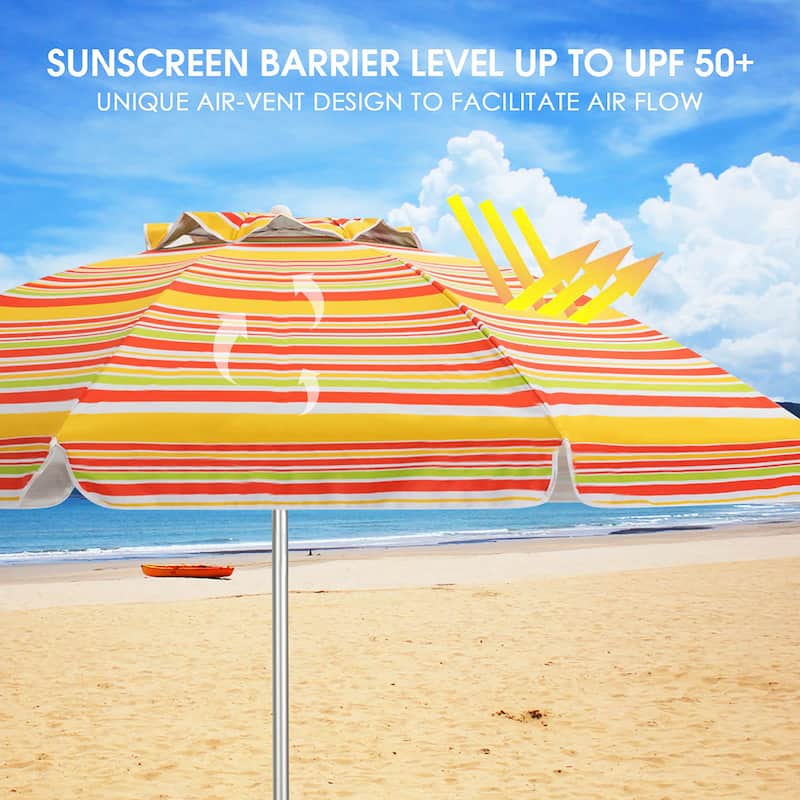 Costway 6.5 FT Patio Beach Umbrella Sun Shade Tilt Aluminum Sports