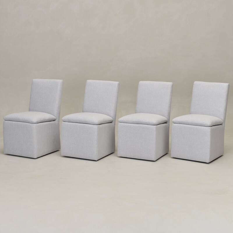 KINWELL 21"W Performance Fabric Dining Chair with Casters (Set of 4)
