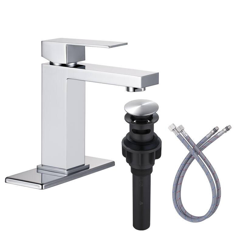 WOWOW 1.2 GPM Single Handle Bathroom Sink Faucet - Polished Chrome