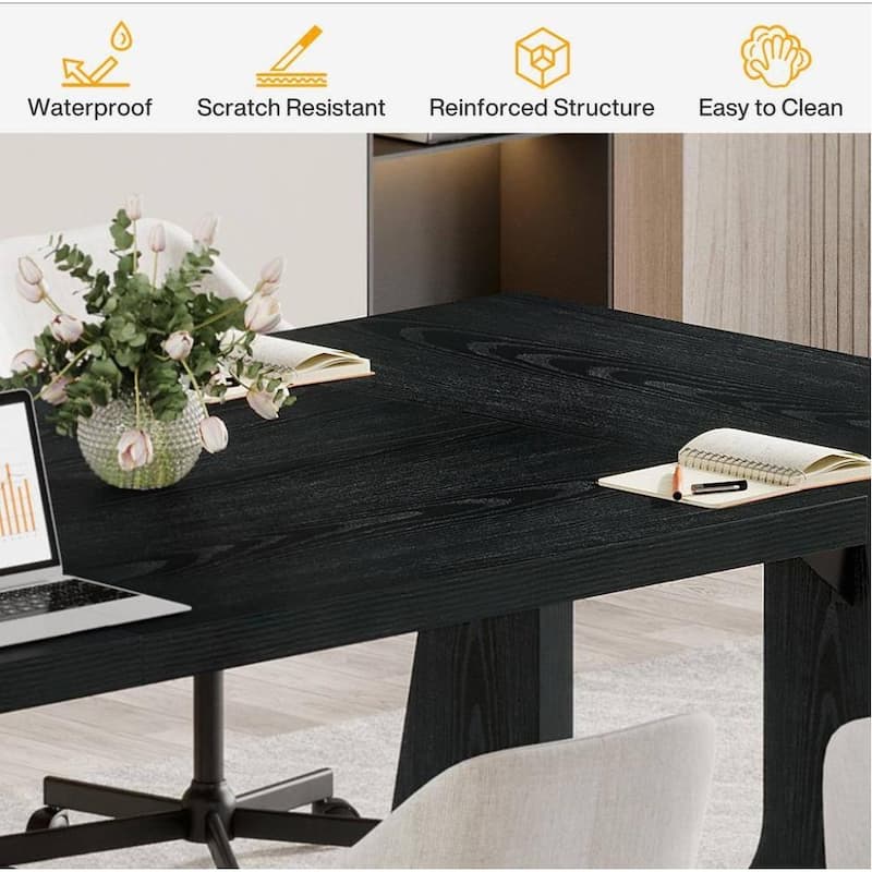 71" Farmhouse Dining Table for 6-8, Large Rustic Rectangular Kitchen & Dinner Table with Solid Wood Legs