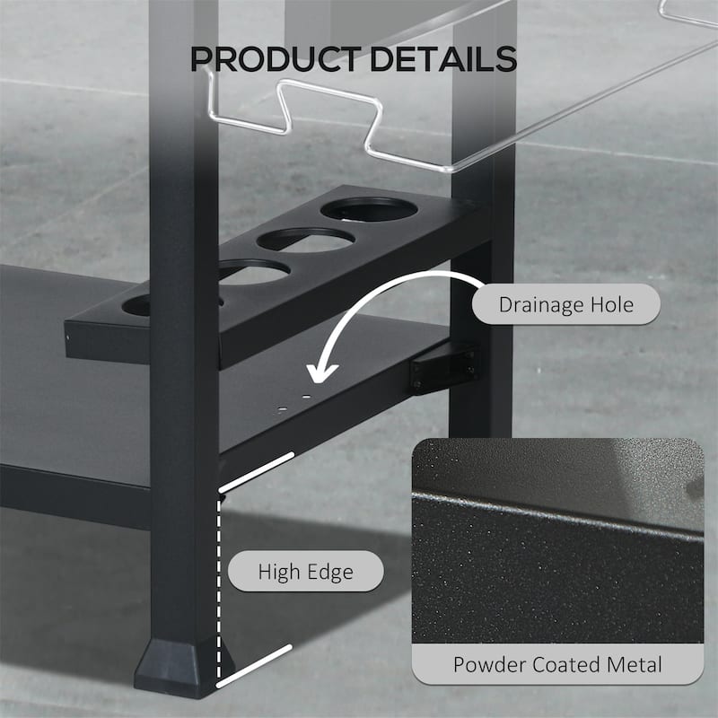 Outdoor Grill Cart with Foldable Side Table